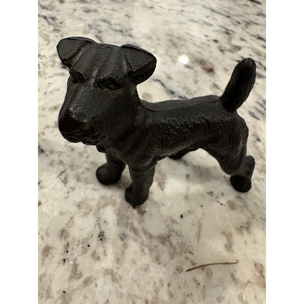 Hubley Wire Haired Fox Terrier Dog Cast Iron Paperweight Figurine Art Sculpture